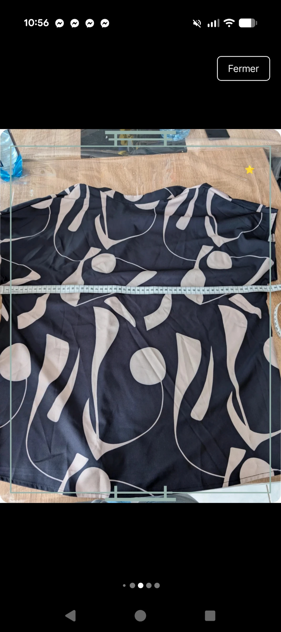 Beautiful abstract printed blouse / top - Black and beige - Size XL – photo 7